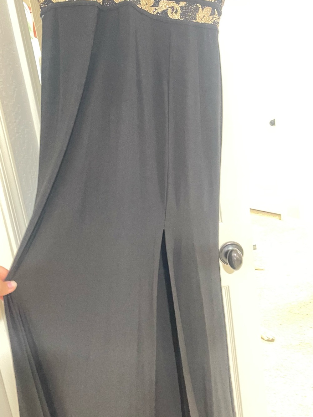 Morgan & Co. Black Evening Dress with Gold Embellished Waist